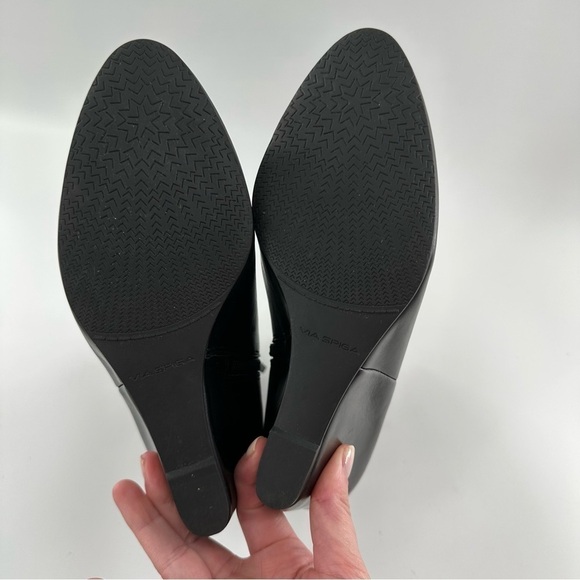 Via Spiga womens ankle booties size 7 37.5 black leather almond toe wedge boots - Picture 7 of 14